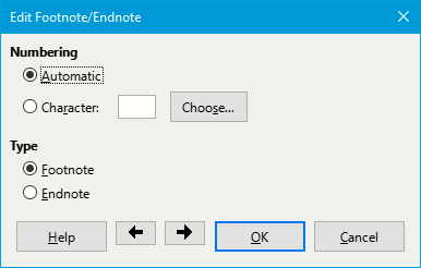 Edit Footnote Dialogue