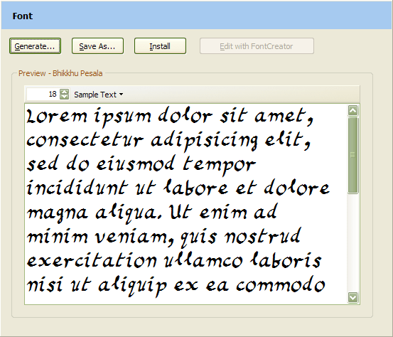 Preview of generated font