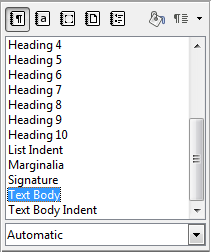 Style List Palette
