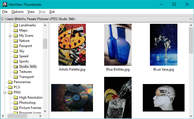 IrfanView Thumbnail Browser (Shortcut T)
